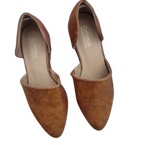 Catherine Leather Pointed Toe Mule Flats – Brown -Size 6